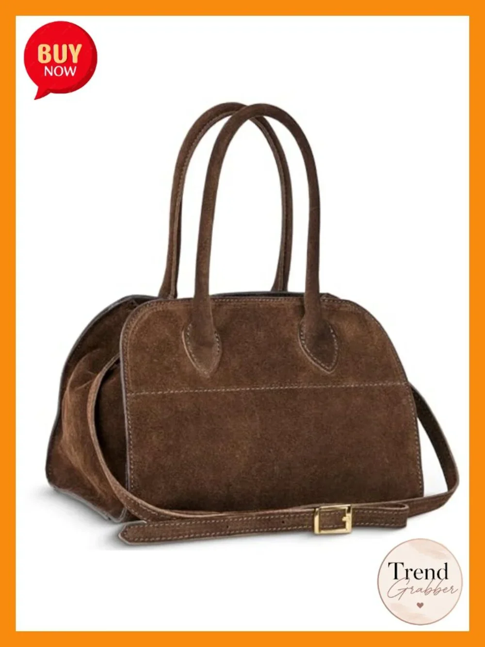 Genuine Suede Top-Handle Satchel Bag for Women with Adjustable Strap